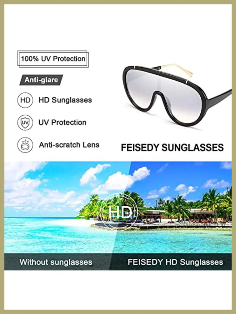 Retro Oversized Sunglasses Men Women One Piece Frame UV400 Unisex